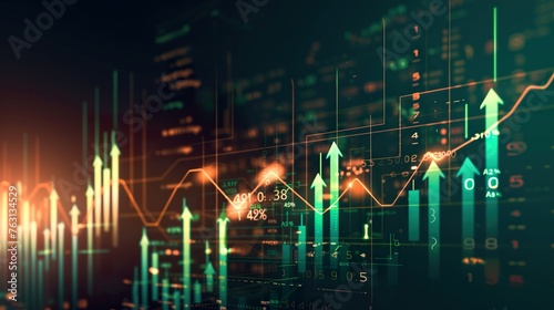 Stock , cryptocurrency  market background with glowing arrows and charts © olz
