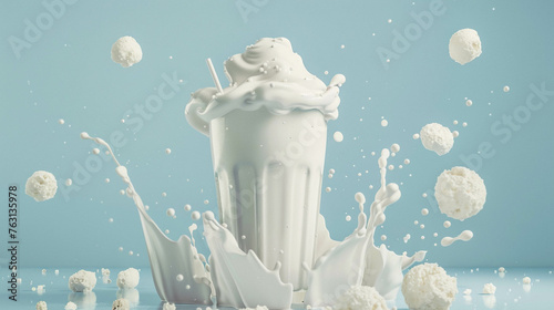 Vanilla Milkshake 3d Advertisement Banner  Generative AI.
