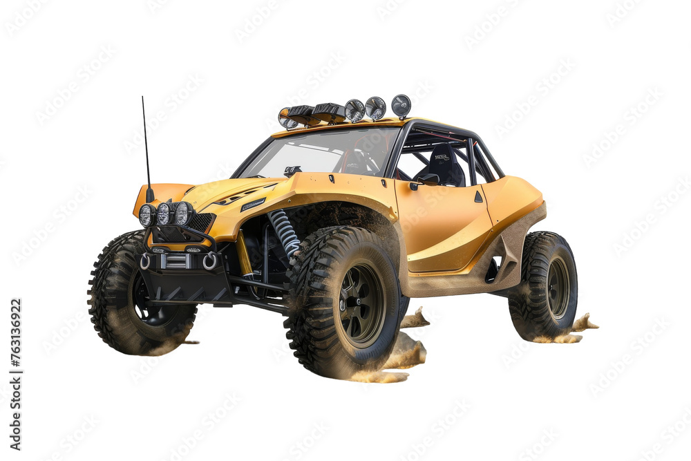 Yellow Remote Controlled Vehicle on White Background