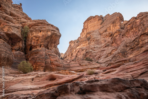 Wallpaper Mural Stone Texture of a Sandstone Cliff in Jordan. Beautiful Rock on Ad Deir Trail in Petra during Daytime. Torontodigital.ca