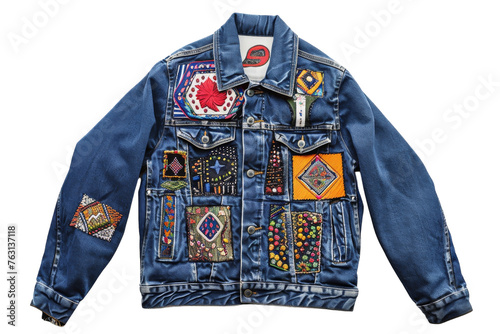 Denim Jacket With Patches and Pins photo