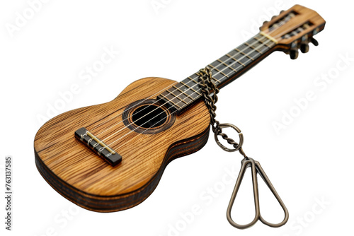 Wooden Ukulele Keychain With Pair of Scissors