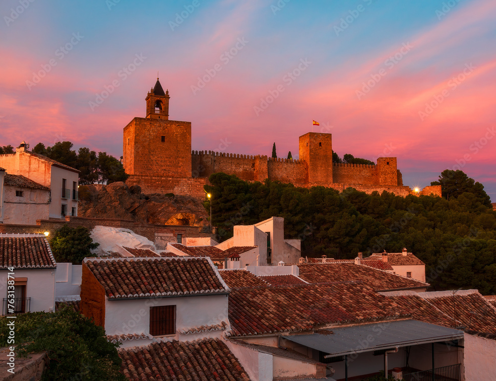 The castle of Antequera in the evening	
