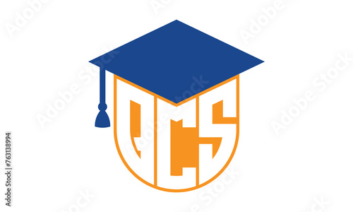 QCS initial letter academic logo design vector template. school college logo, university logo, graduation cap logo, institute logo, educational logo, library logo, teaching logo, book shop, varsity photo