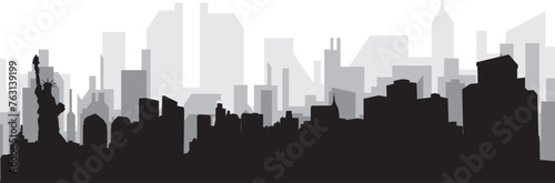 Black cityscape skyline panorama with gray misty city buildings background of NEW YORK  UNITED STATES