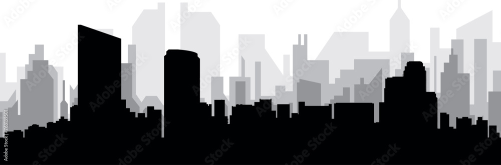 Black cityscape skyline panorama with gray misty city buildings background of GRAND RAPIDS, UNITED STATES