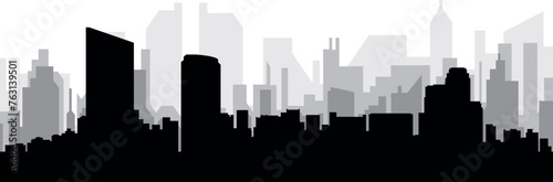 Black cityscape skyline panorama with gray misty city buildings background of GRAND RAPIDS  UNITED STATES