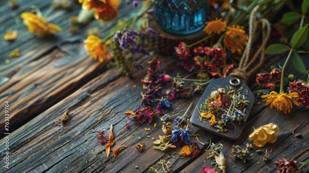 Fototapeta premium magical amulet of dried flowers.