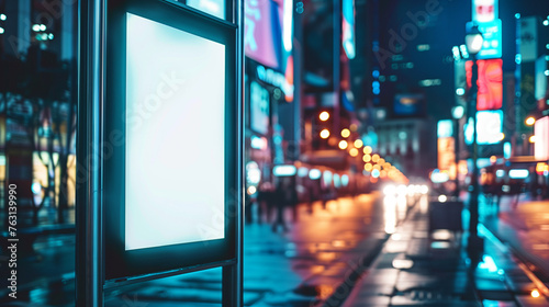 Mockup of blank advertising light box on the bus stop