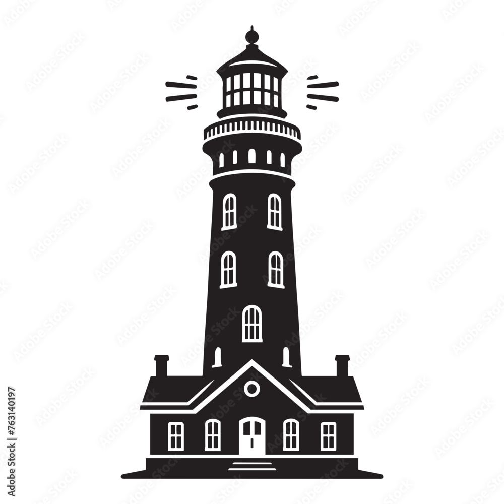 Lighthouse Vector, Lighthouse Silhouette for laser cutting, and engraving, Lighthouse Cut File