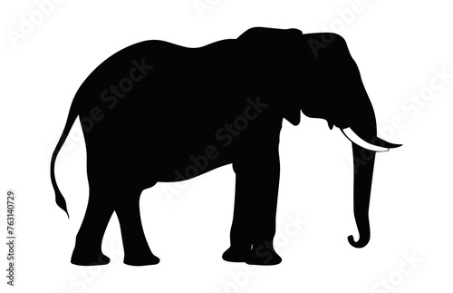Elephant Silhouette isolated on a white background  African elephant Vector black Clipart
