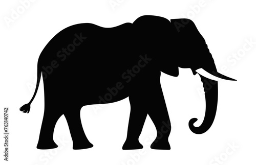 Elephant Silhouette Vector isolated on a white background  African elephant black Clipart