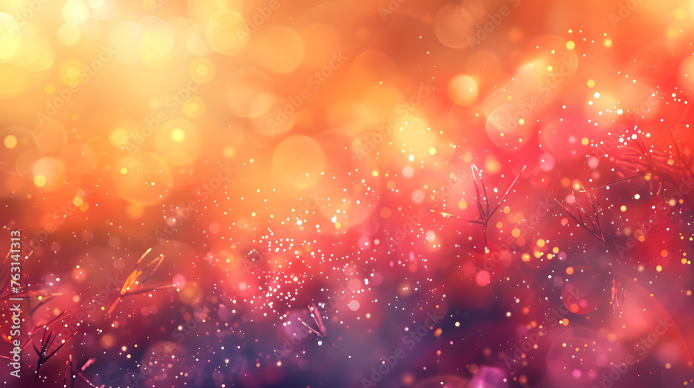 Magenta lights and sparkles create a vibrant atmosphere in a blurred background