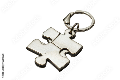 Metal Key Chain With Puzzle Piece