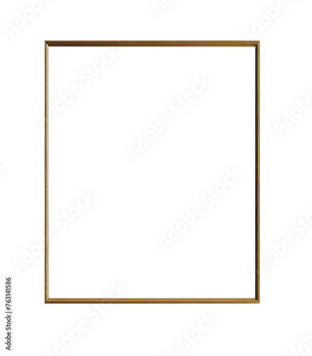 Gold picture rectangle frame mockup on transparent background. Generative Ai
