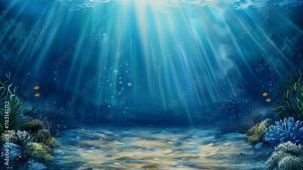 Sunlight Piercing Through Underwater Scene