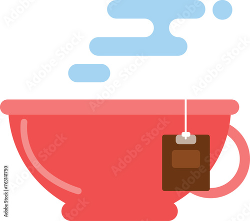 Tea cup con. Hot drink mug with steam