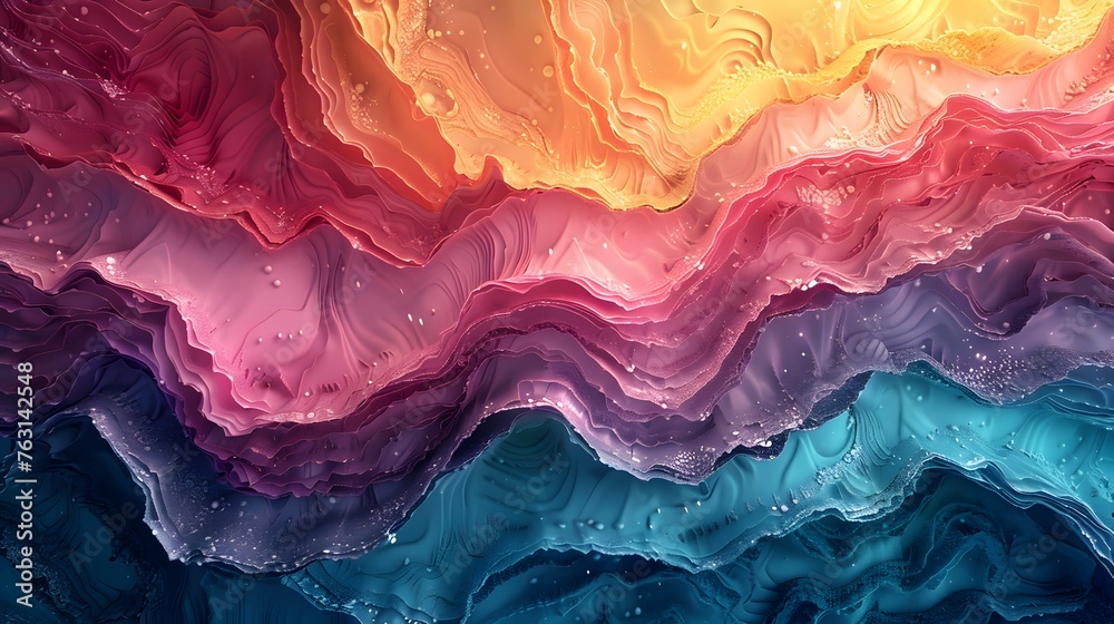 Swirling colors interact in a fluid dance, showcasing vibrant hues and dynamic patterns that capture the chaos and beauty of abstract art, illustration from Generative AI - obrazy, fototapety, plakaty 