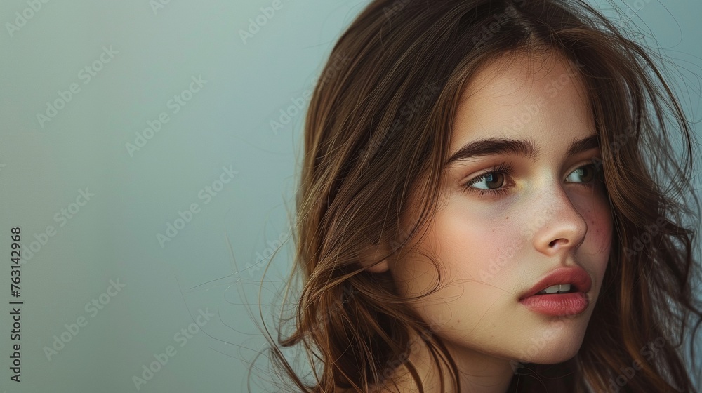 Elegant Profile Portrait of a Fresh and Stylish Young Woman Elegant Profile Portrait of a Fresh and Stylish Young Woman