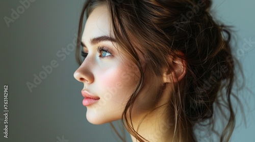Elegant Profile Portrait of a Fresh and Stylish Young Woman