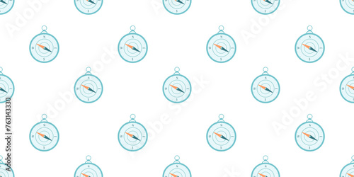Seamless pattern with compass vector flat illustration isolated on white