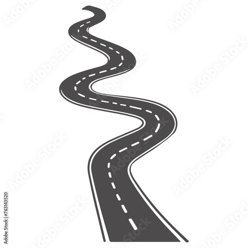 road straight up to hill and curved vector illustration isolated on white background