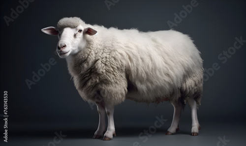 Illustration with white sheep. White sheep isolated drawing.