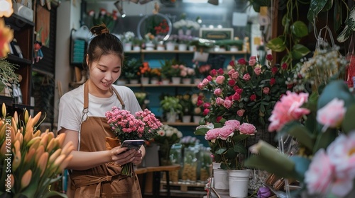 Floral Shop Owner: Embracing Online Sales with Joy © pierre