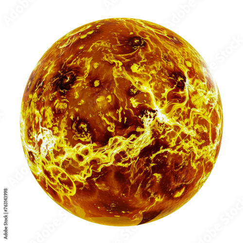 Radiant sun with powerful solar flares  cut out - stock png.