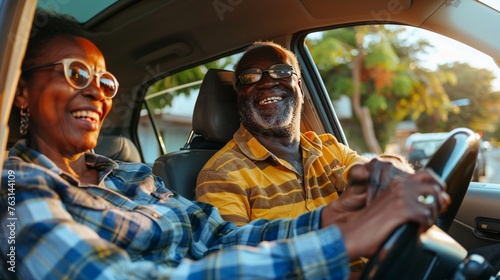 African American Family Enjoying Weekend Drive: Multi-Generational Joy