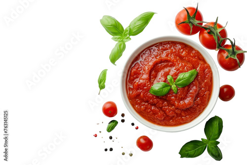 Bowl of Tomato Sauce With Tomatoes and Basil