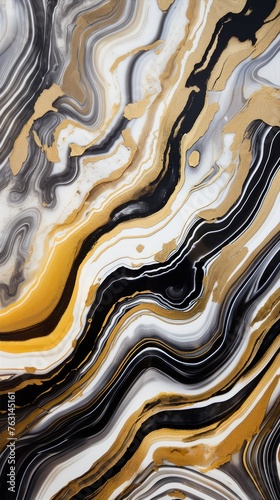 Golden black and white texture. Polished stone wall with an exquisite natural pattern. Wallpaper design