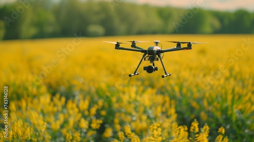 Hexacopter Drone Flying Over Rapeseed Field for Future Farming Support