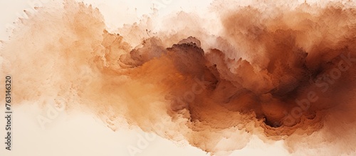 A close up of brown smoke, a key ingredient in creating an atmospheric phenomenon, adds heat and flavor to a dish in a white landscape
