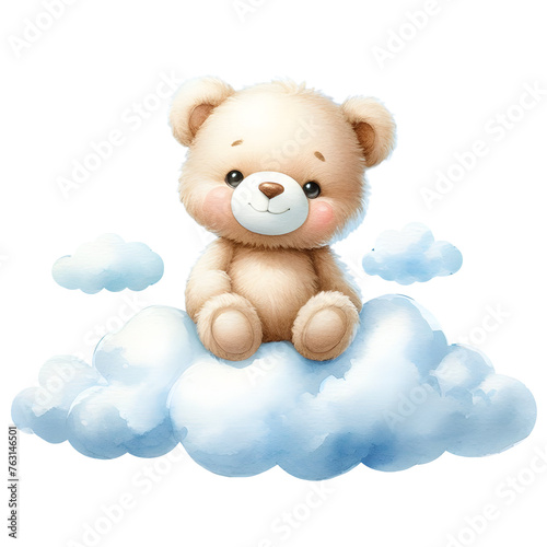 Baby Blue Watercolor Teddy Bear Clipart,  Cute Teddy Bears Boy Baby Shower and Birthday Clipart for Greeting Card decoration sublimation © CelebrationsBoxs