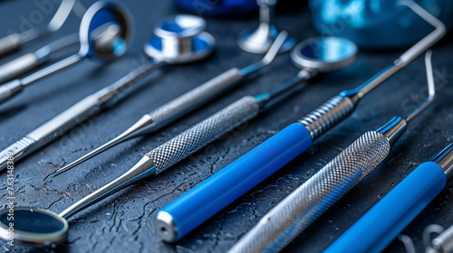 Dental tools closeup view, Dentistry and desntist clinic
 photo