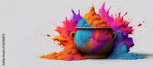 Happy Holi Festival Of Colors Illustration Of Colorful Gulal For Holi, In Hindi Holi Hain Meaning Its Holi generative by ai..