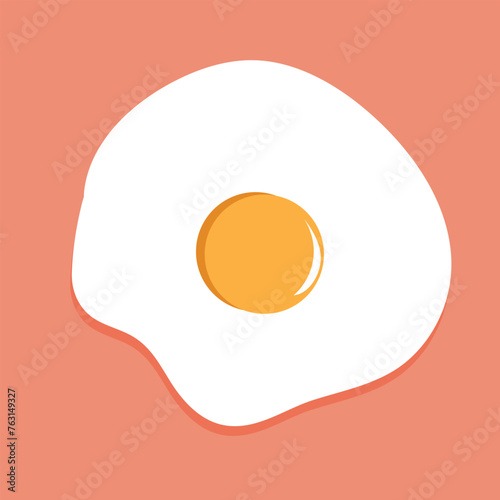  Fried egg flat icon. Fried egg icon. Fried egg closeup. Fried egg vector. Fried egg in cartoon style. Colorful fried egg. eps10