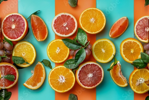 Vibrant Citrus Fruit Assortment on Dual Tone Background for Healthy Eating and Nutrition