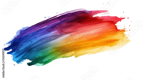 Vibrant watercolor rainbow brushstroke isolated on transparent background