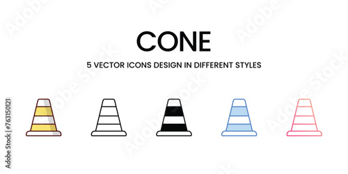 Cone icons set in different style vector stock illustration