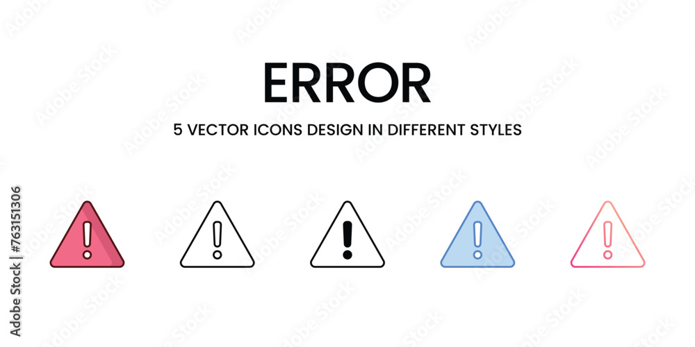 Error icons set in different style vector stock illustration Error icons set in different style vector stock illustration