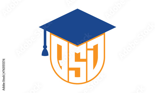 QSD initial letter academic logo design vector template. school college logo, university logo, graduation cap logo, institute logo, educational logo, library logo, teaching logo, book shop, varsity
