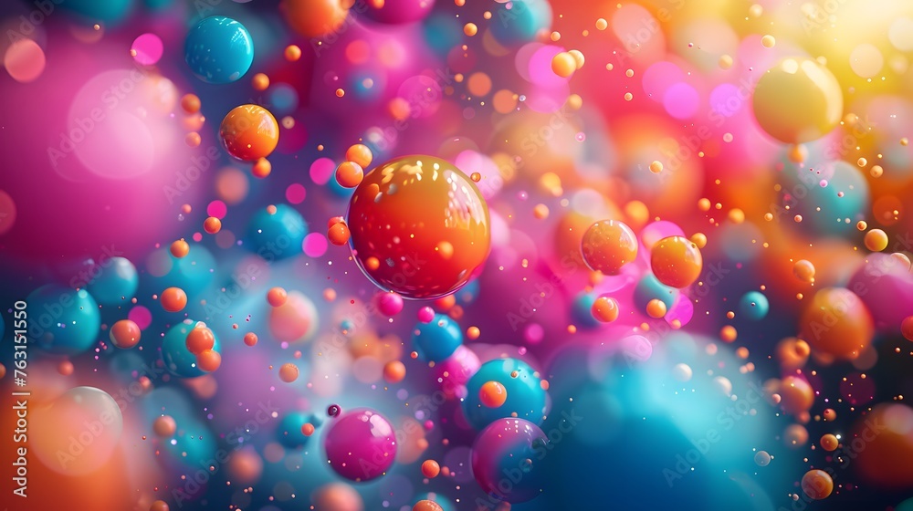 abstract of colorful balls are flying in the air, illustration from Generative AI