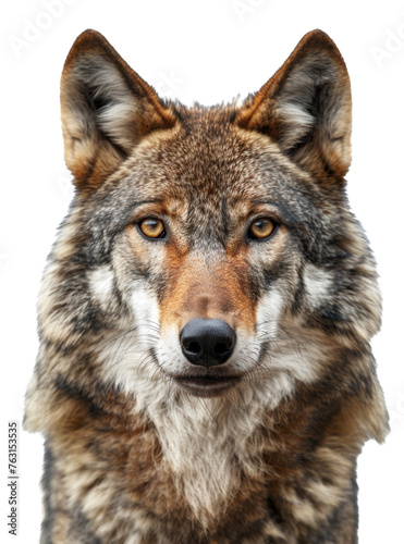 Timber wolf headshot with intense gaze , cut out - stock png.