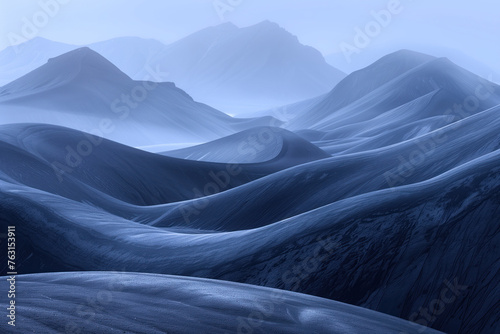 Surreal ice glacier mountains. Background image. Created with Generative AI technology.