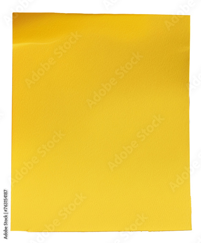 Yellow textured paper with folded corner on transparent background - stock png.