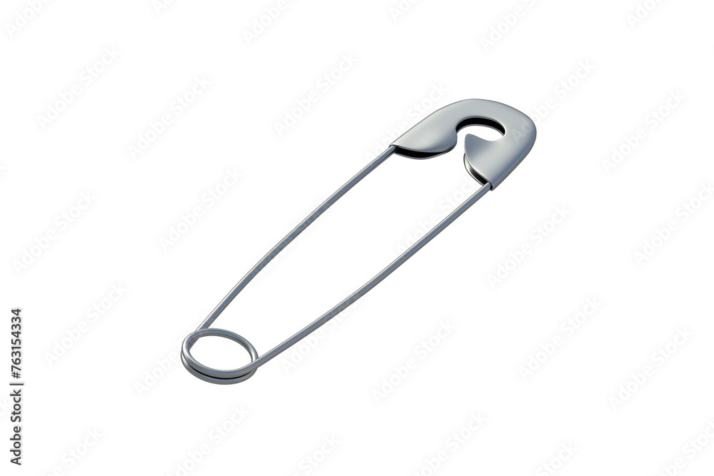 One closed safety pin isolated on white background. 3d render One closed safety pin isolated on white background. 3d render
