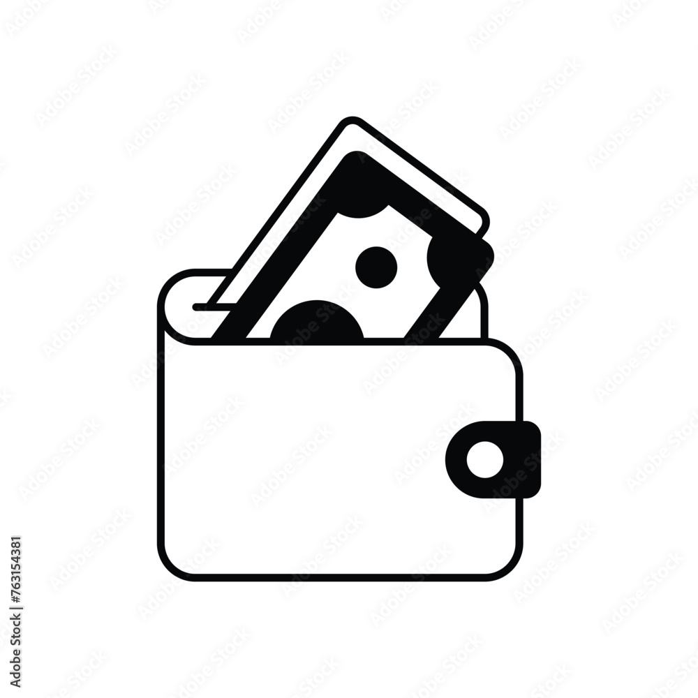 Black Solid Wallet vector icon Black Solid Wallet vector icon