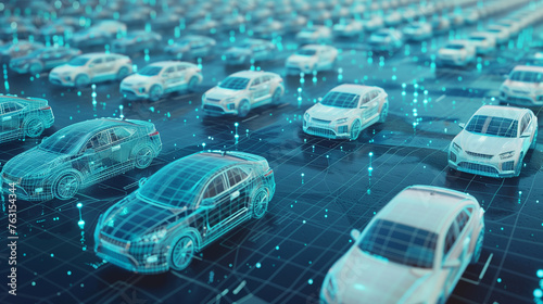 Rows of New White Cars in Expansive Parking Lot
